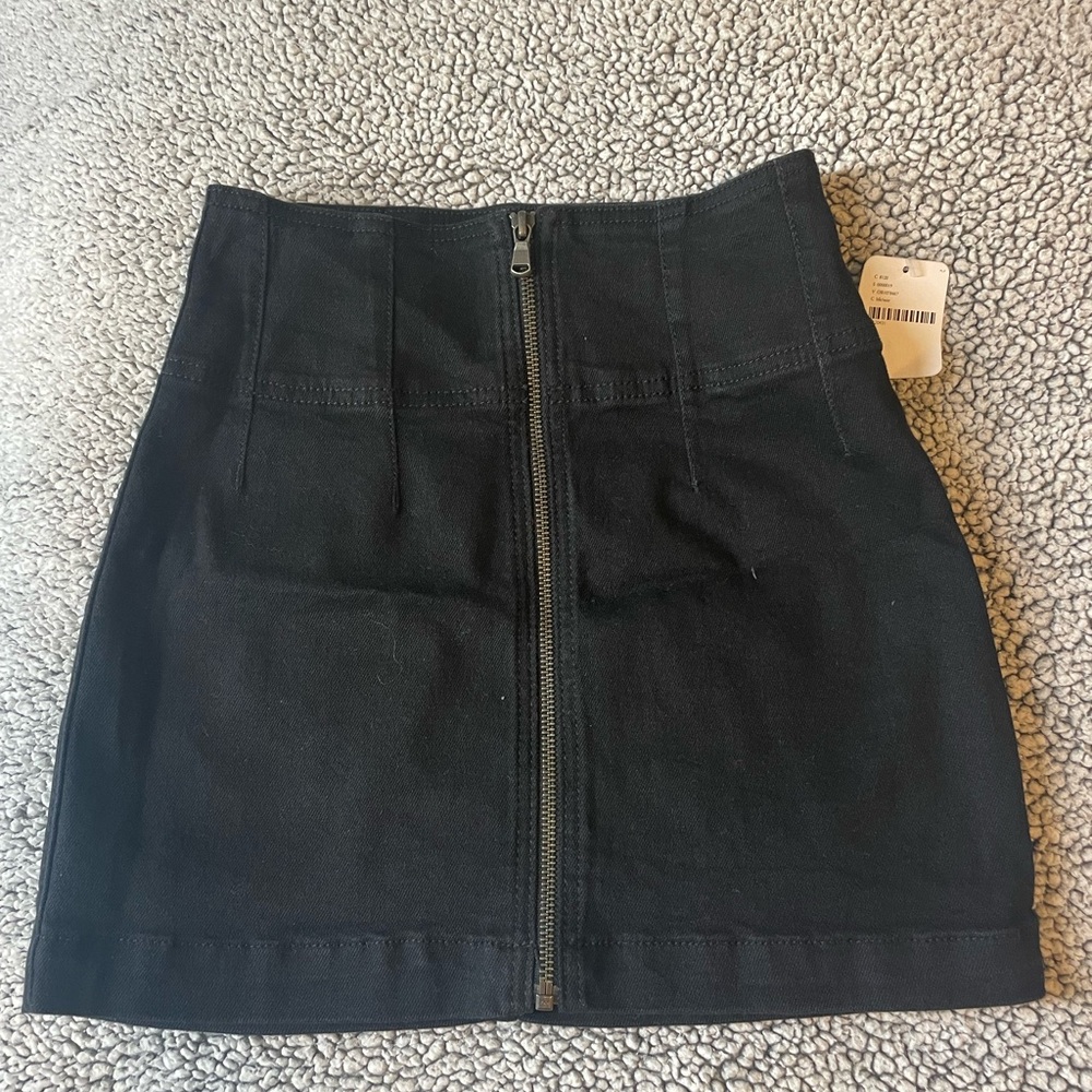 Free People Black Denim Skirt